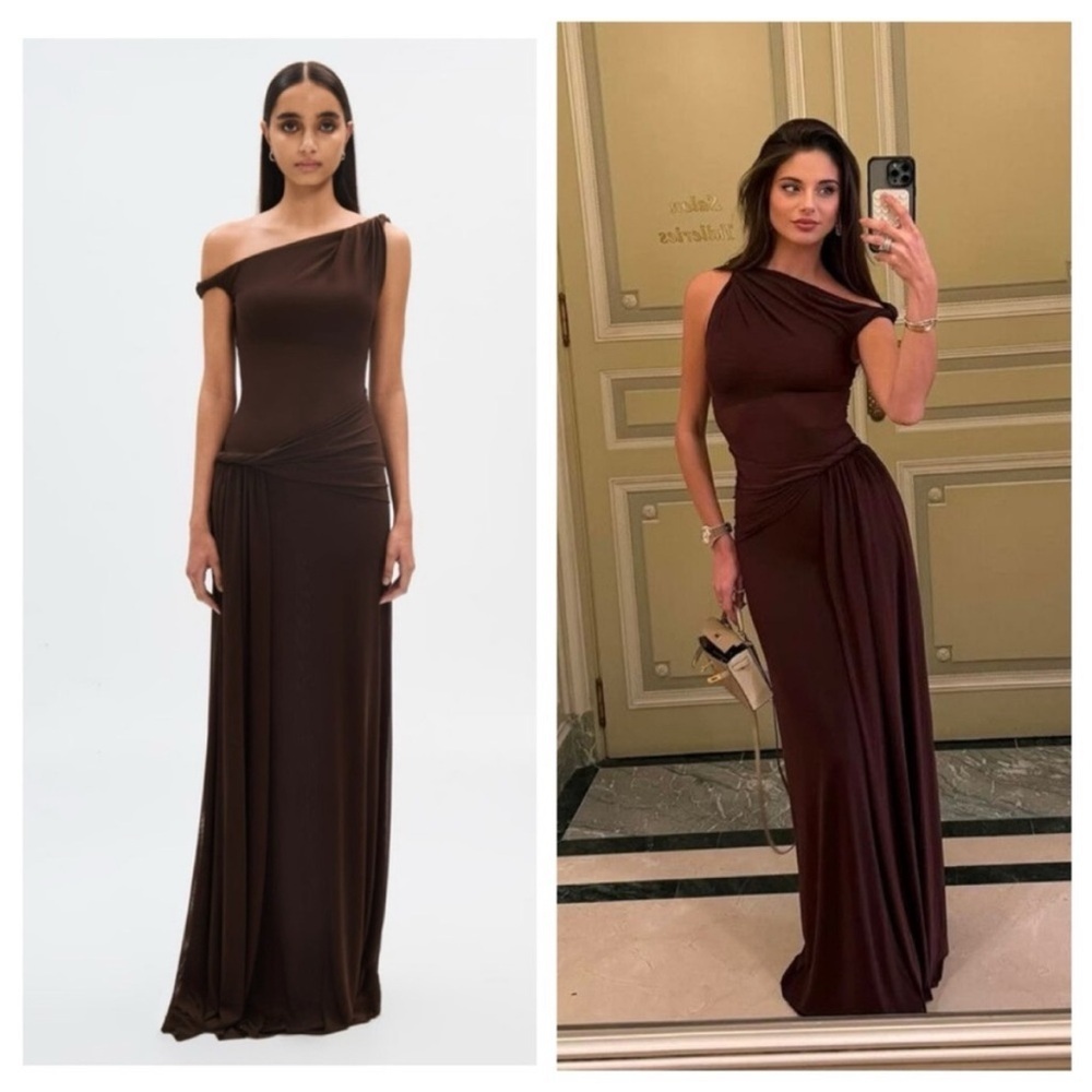 MISHA COLLECTION Brown One-Shoulder Maxi Dress